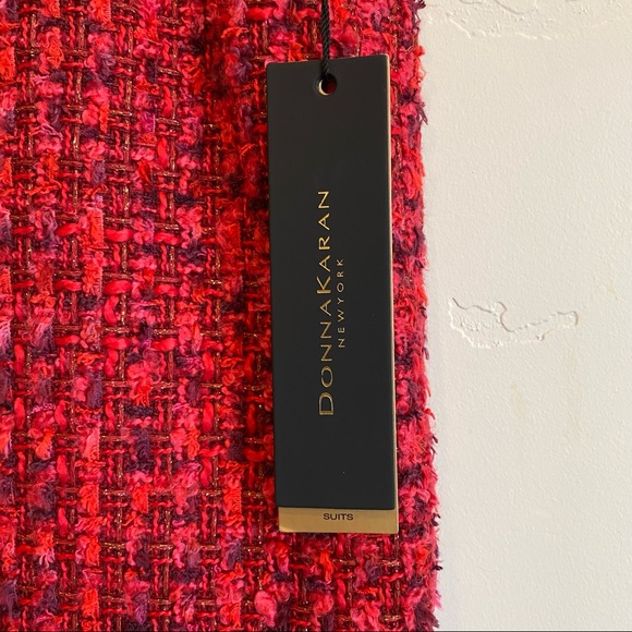 DONNA KARAN New York Raspberry Woven Tweed Suit Skirt Bare Necessities. - Picture 3 of 8